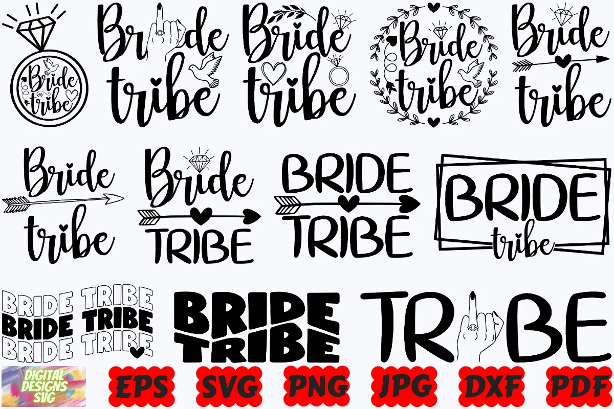 Bride Tribe SVG | Bride SVG | Tribe SVG featuring text and diamond ring