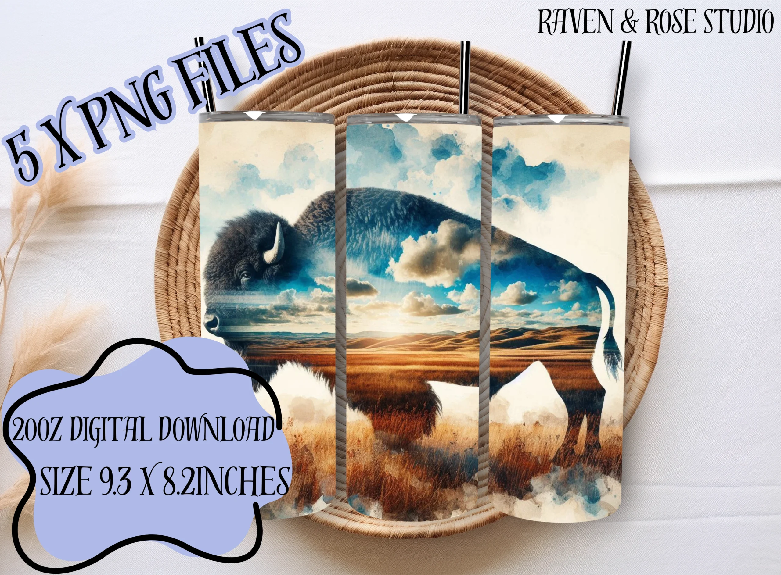 Buffalo & Western Landscape 20oz Bundle sublimation design preview