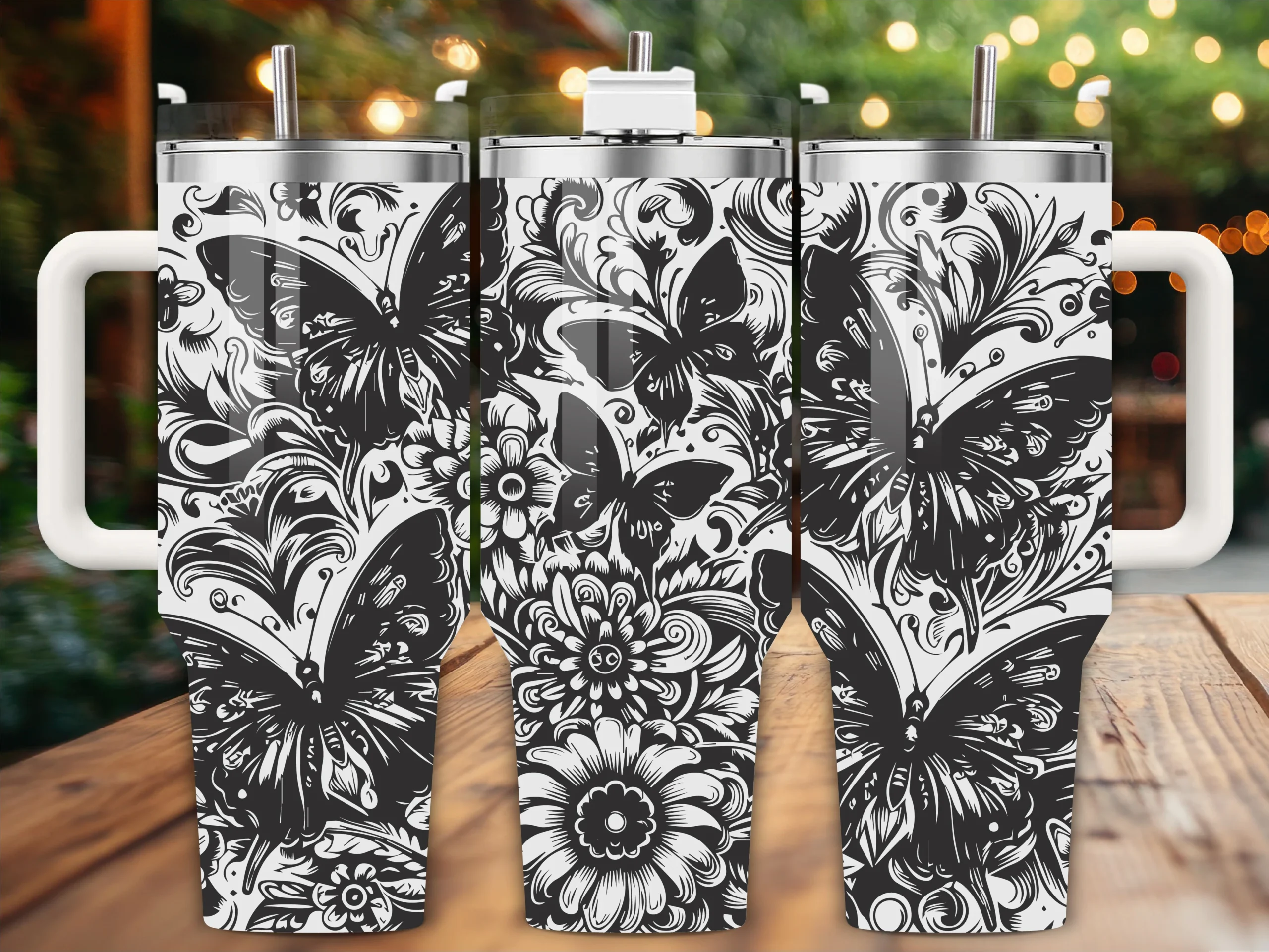 Butterfly 40oz Tumbler Wrap featuring butterflies and flowers