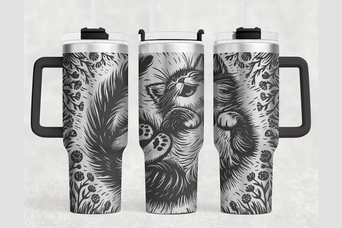 Cat Lover 40oz Laser Tumbler Wrap SVG sublimation design preview
