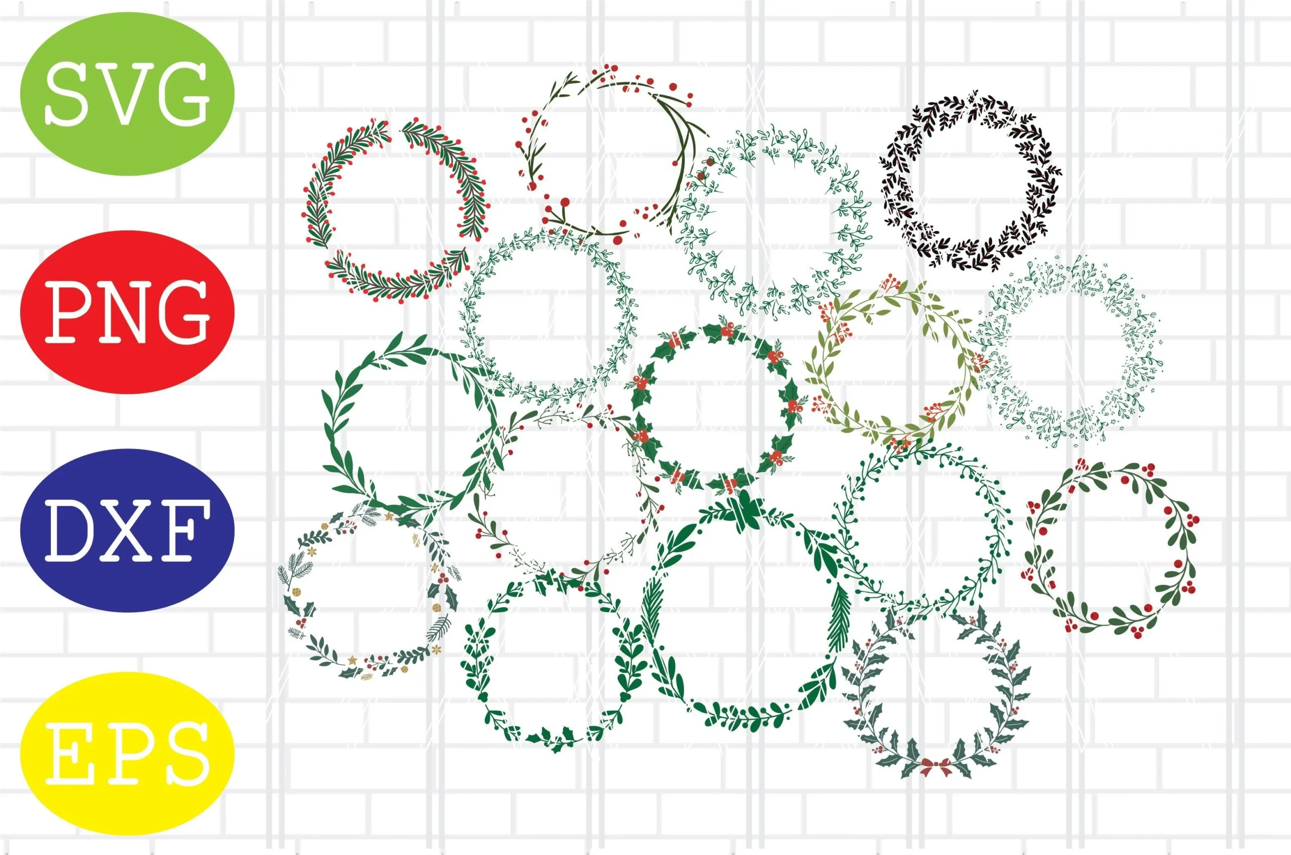 Christmas Wreath Svg, Floral Wreath Svg featuring wreaths and botanical elements