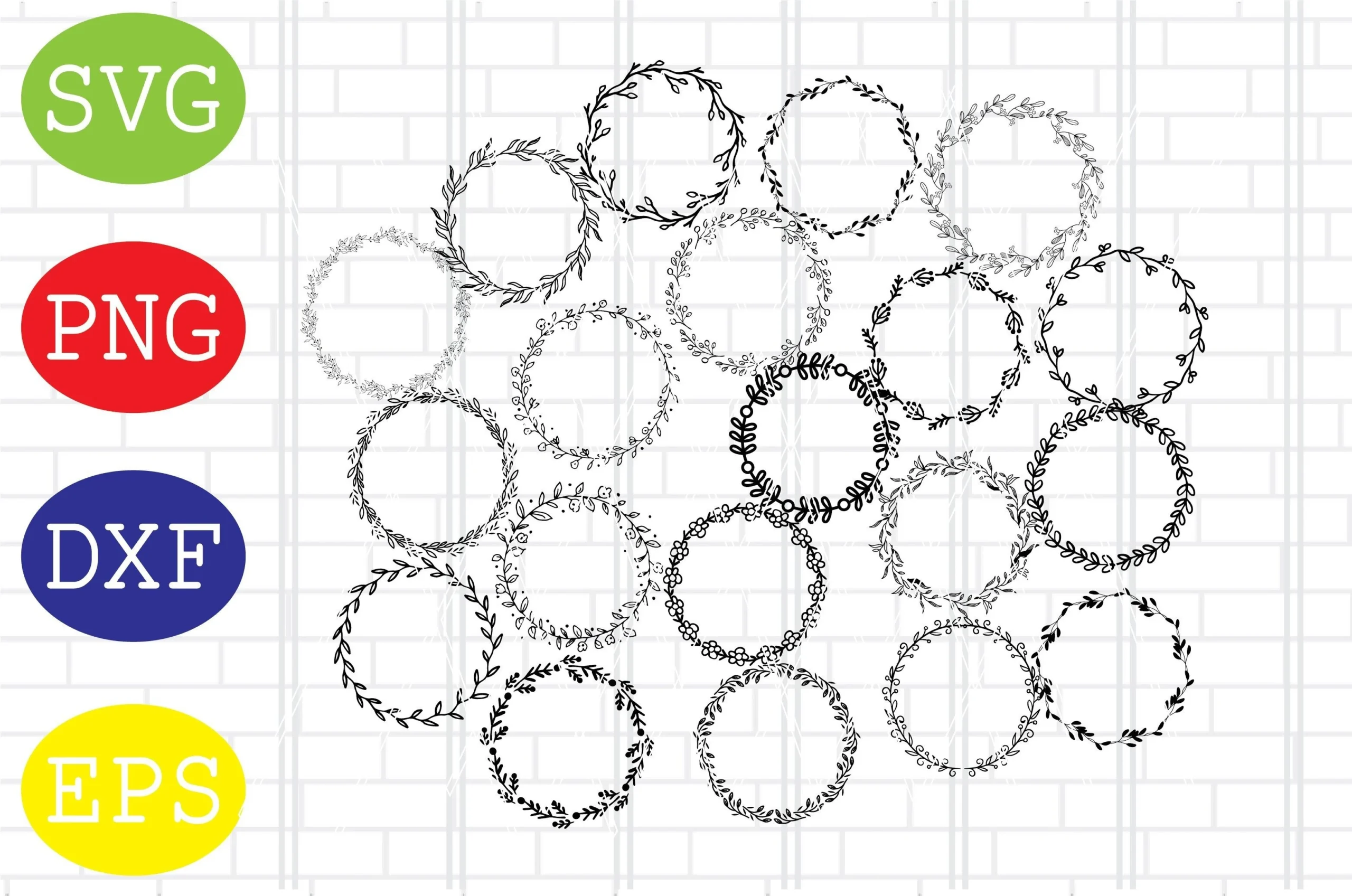 Circle Floral Wreath Svg, Laurel Svg SVG design preview