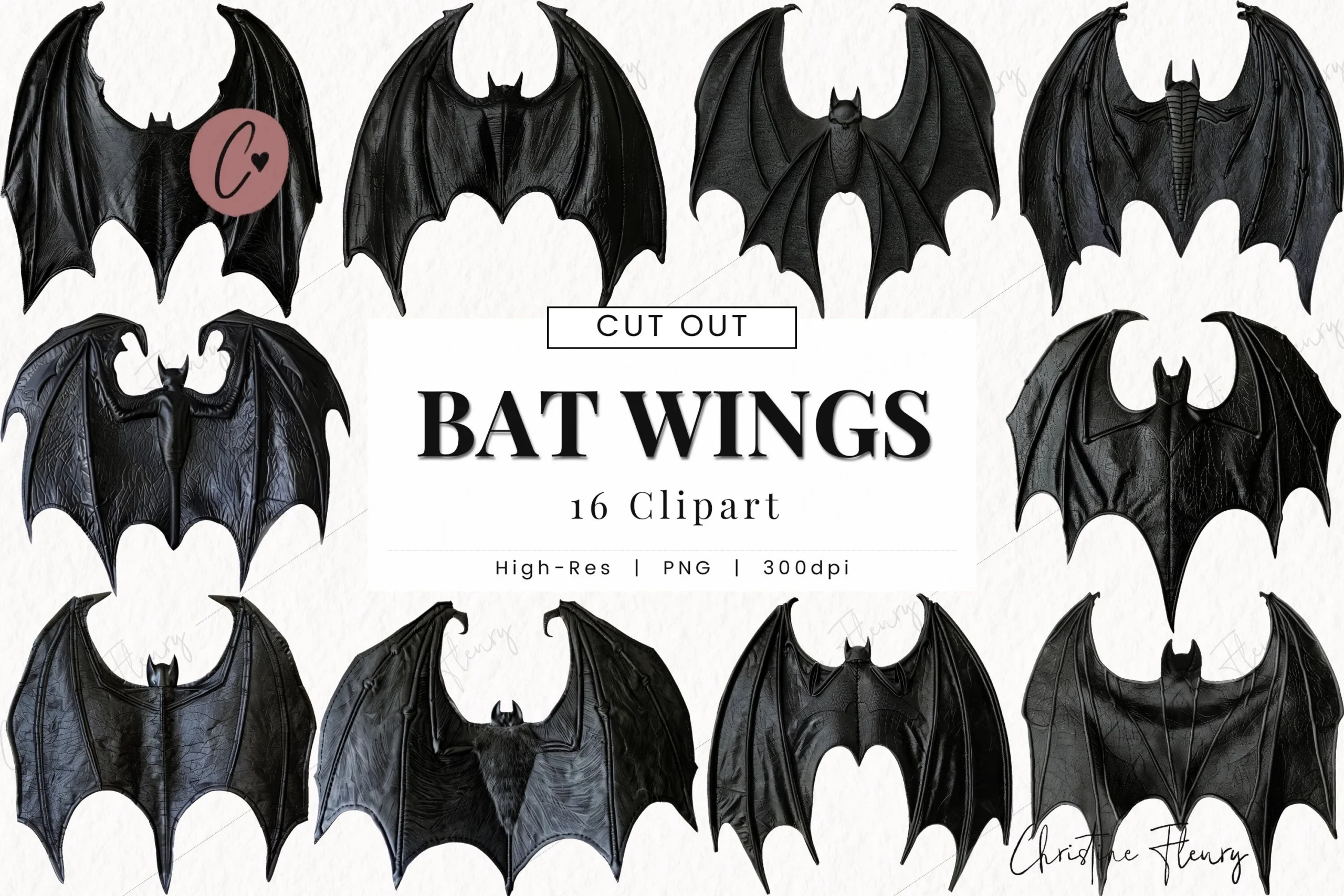 Cut out Bat Wings Clipart, Halloween PNG featuring bat wings and bats