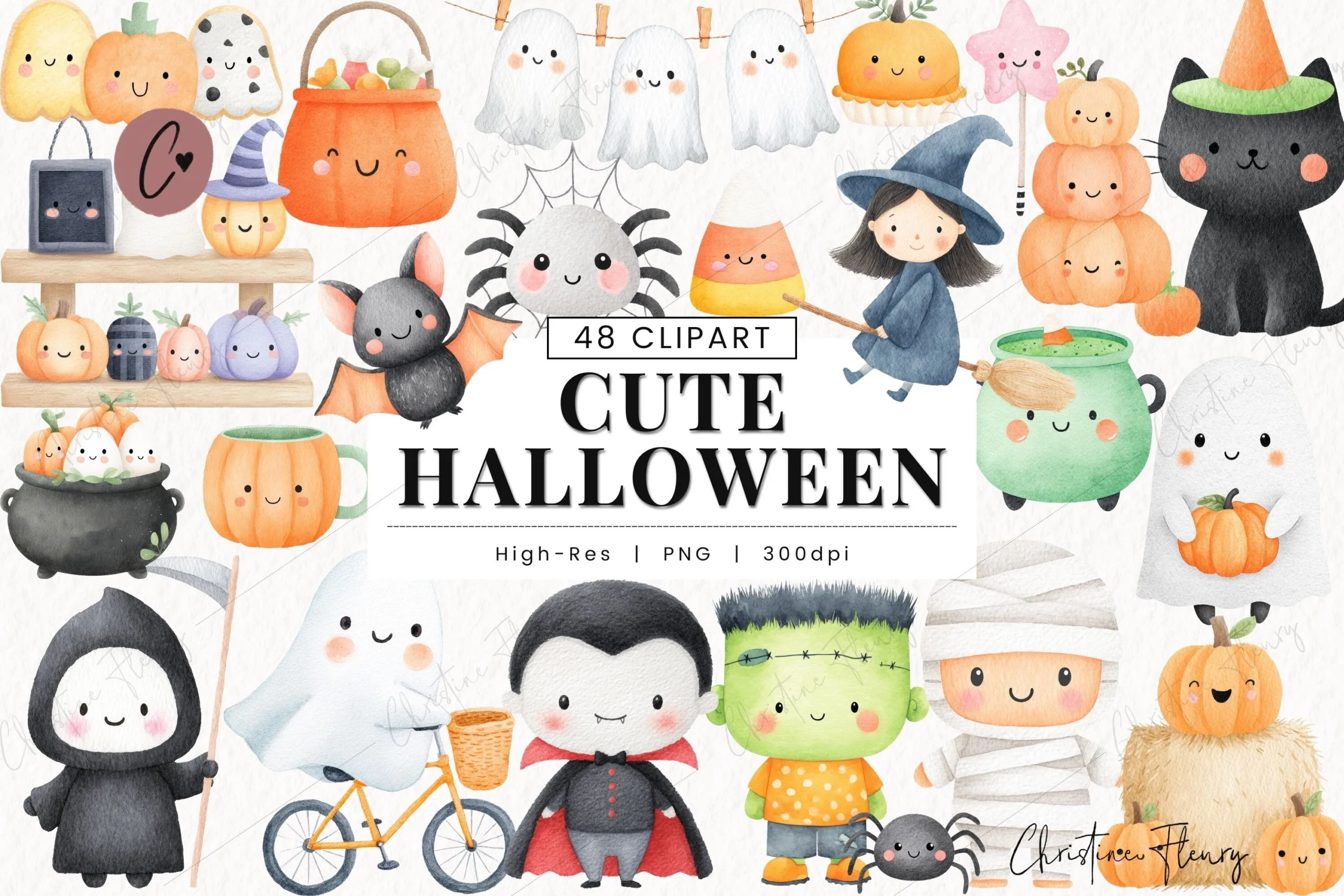 Cute Halloween Clipart Bundle clipart design preview