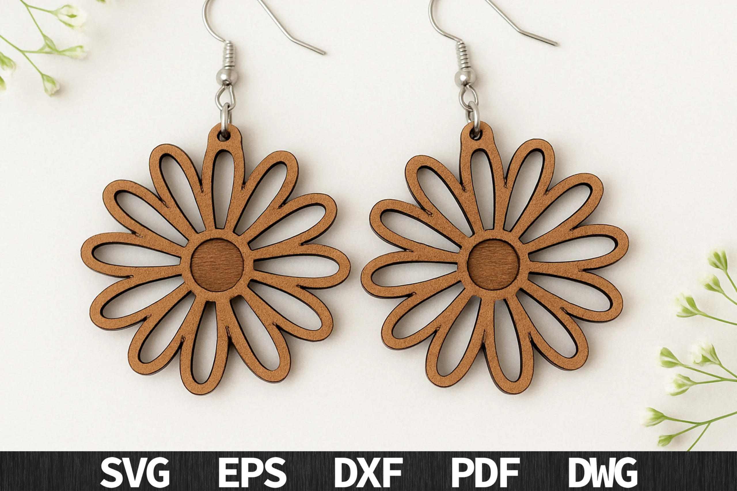 Daisy Flower Laser Cut Earrings featuring daisy flower and flower