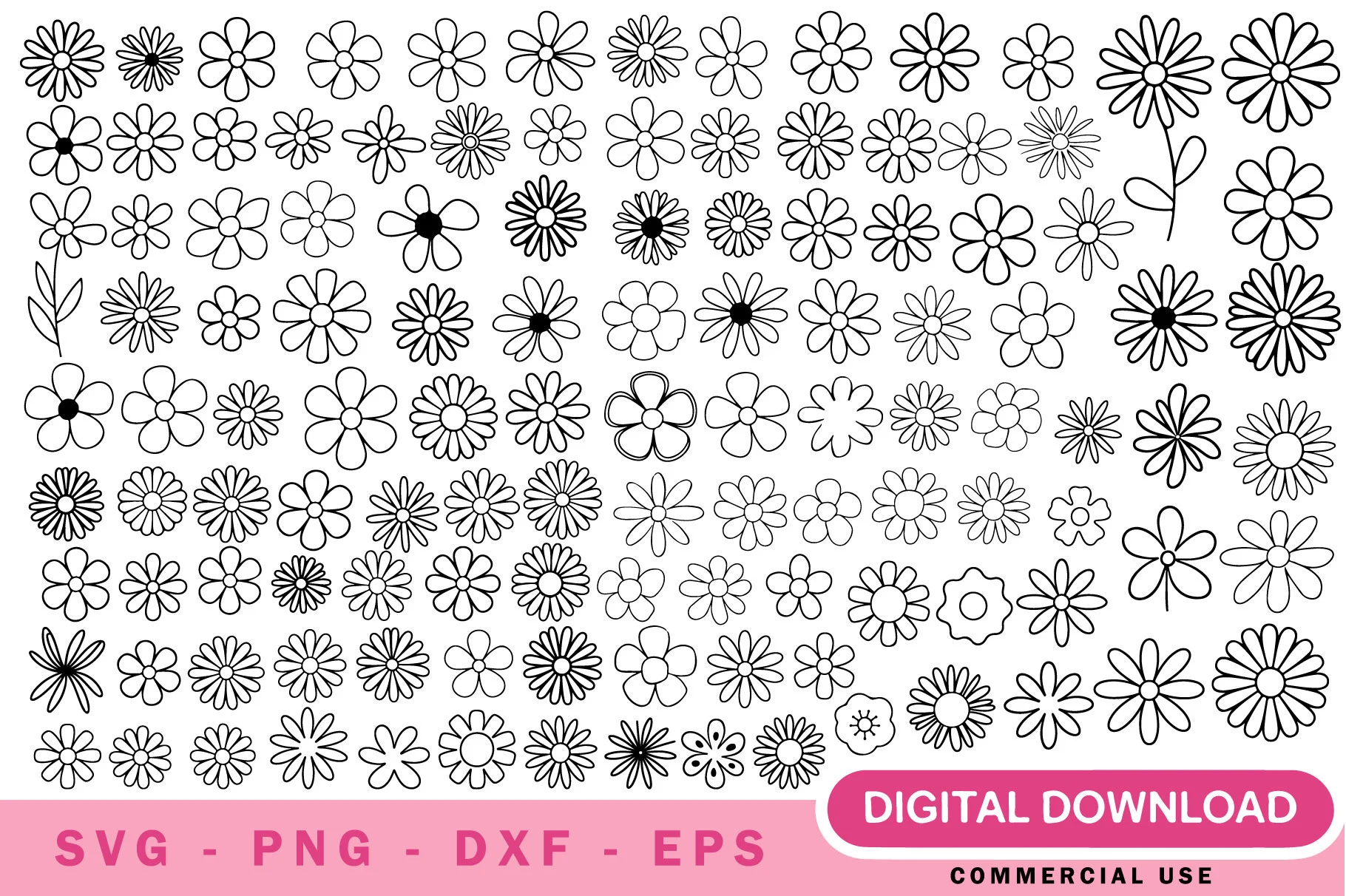 Daisy Flower SVG Bundle featuring daisies and flowers