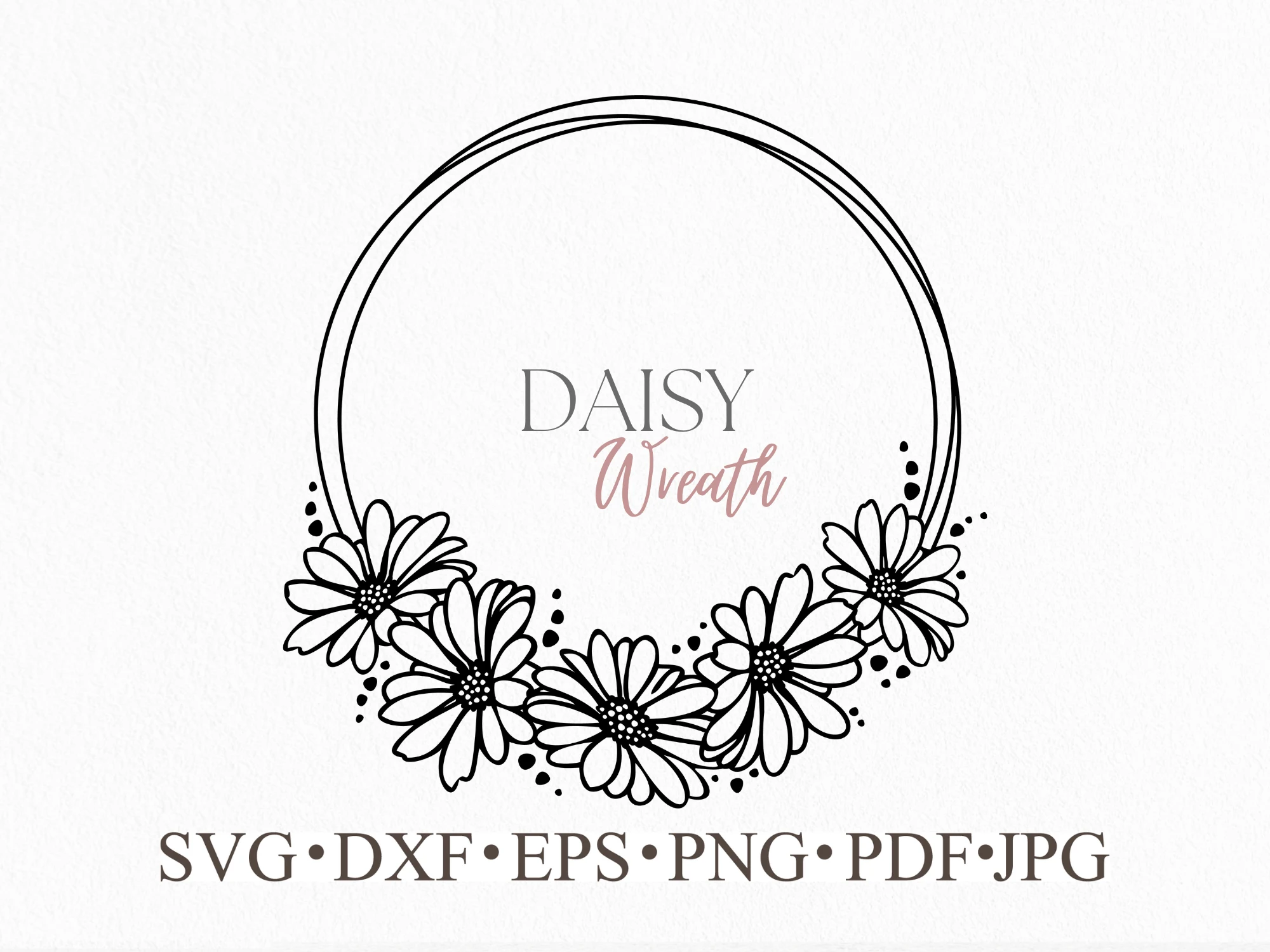 Daisy Hand Drawn Floral Wreath Svg featuring daisy flowers and wreath