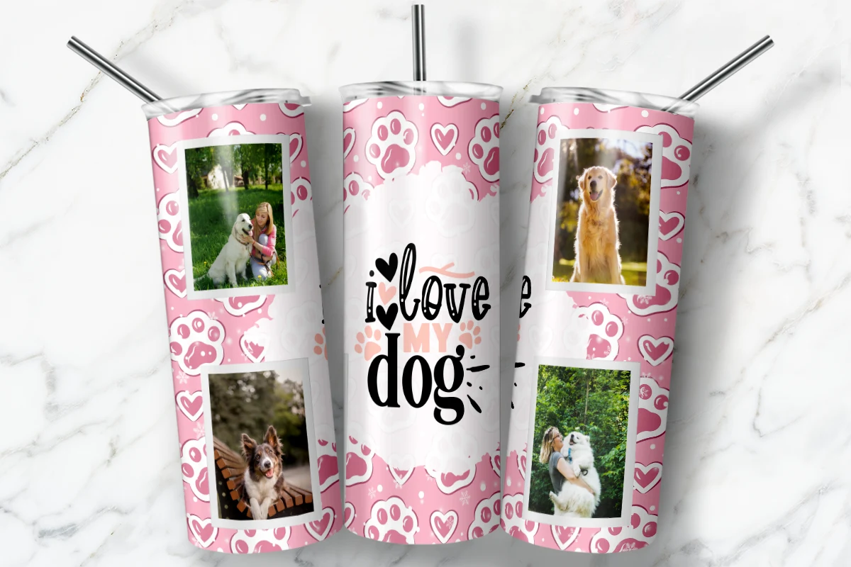 Dog Paw Tumbler , Picture Photo Frame featuring dog and paw print