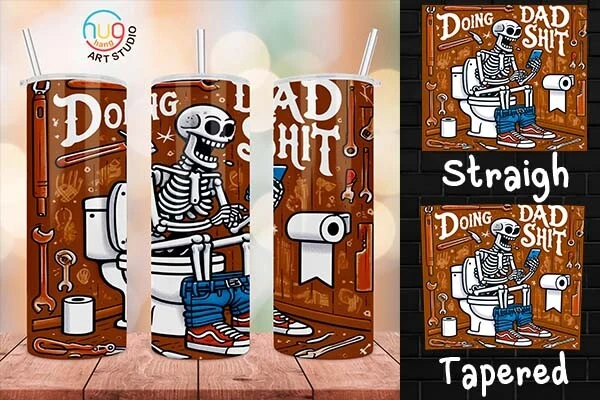 Doing Dad Shit Skeleton Funny Tumbler featuring skeleton and toilet