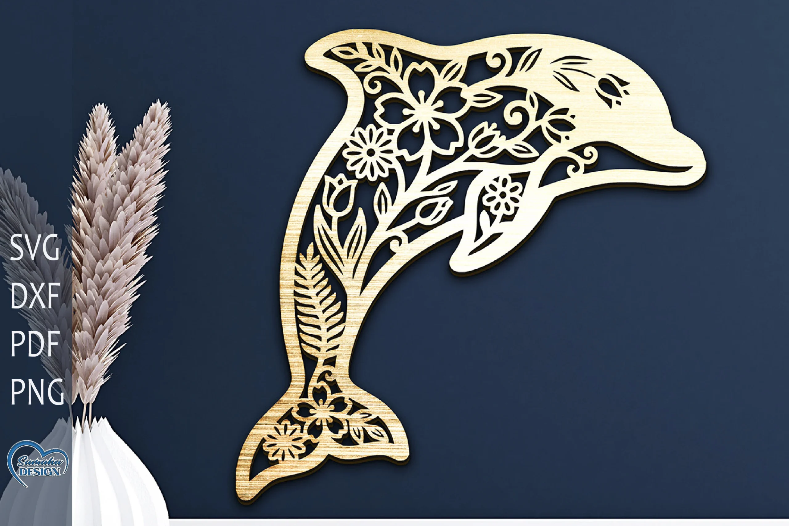 Dolphin Laser Cut Home Decor. featuring dolphin and floral filigree