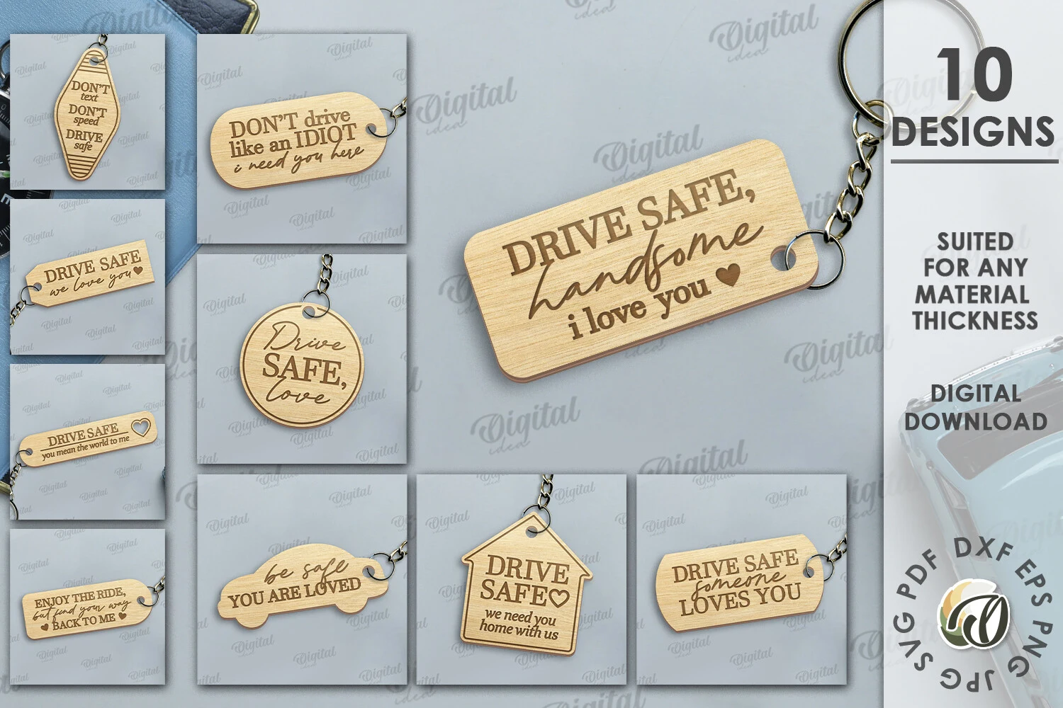Driver Keychains Laser Cut Bundle featuring keychains and car charms