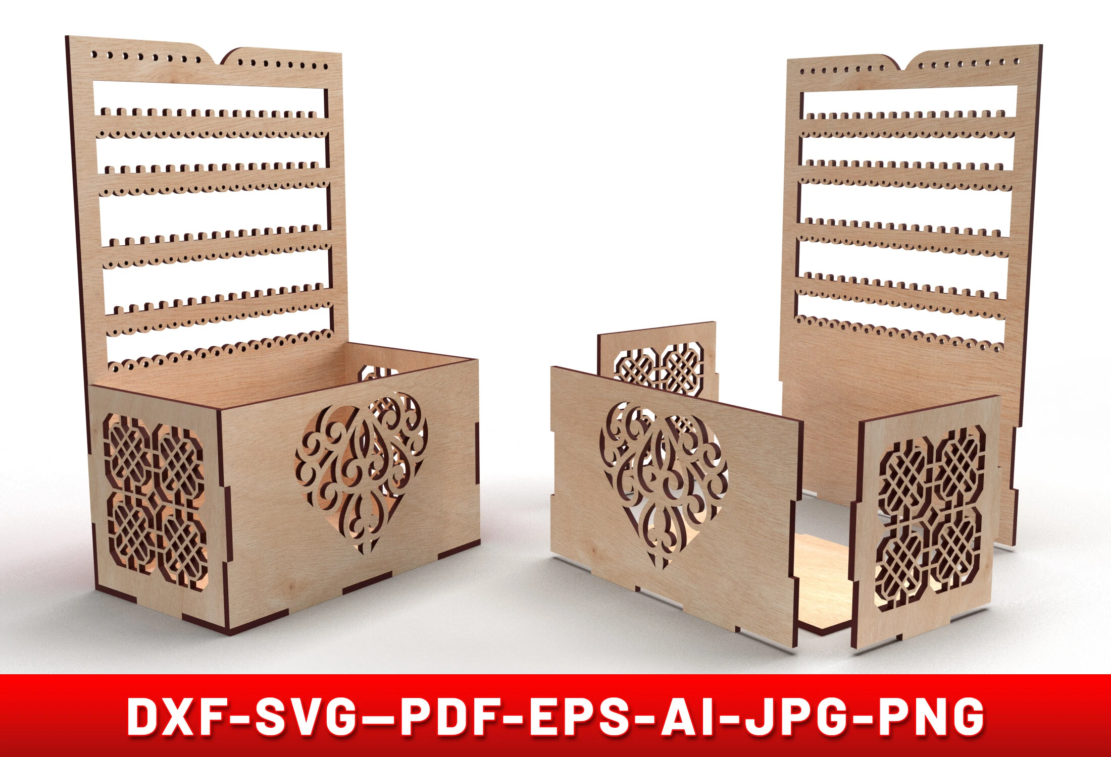 Earring Display Stand Laser Cut Svg preview showing laser-cut design with silhouette