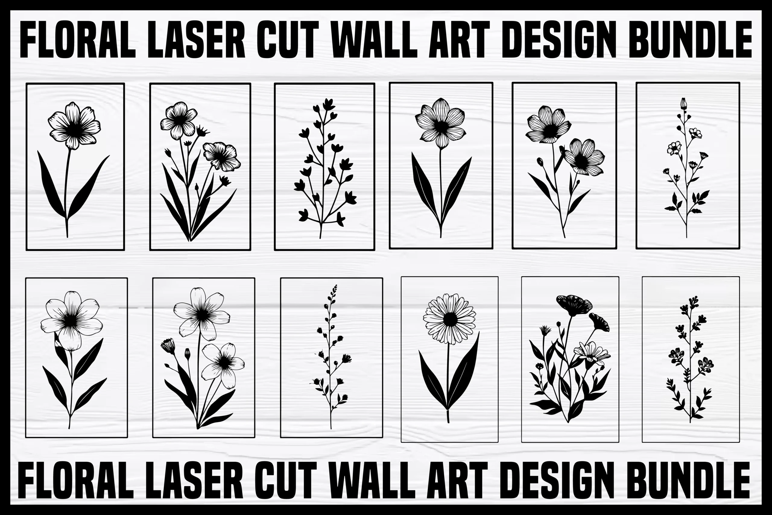 Elegant Floral Laser Cut Wall Art Bundle SVG design preview