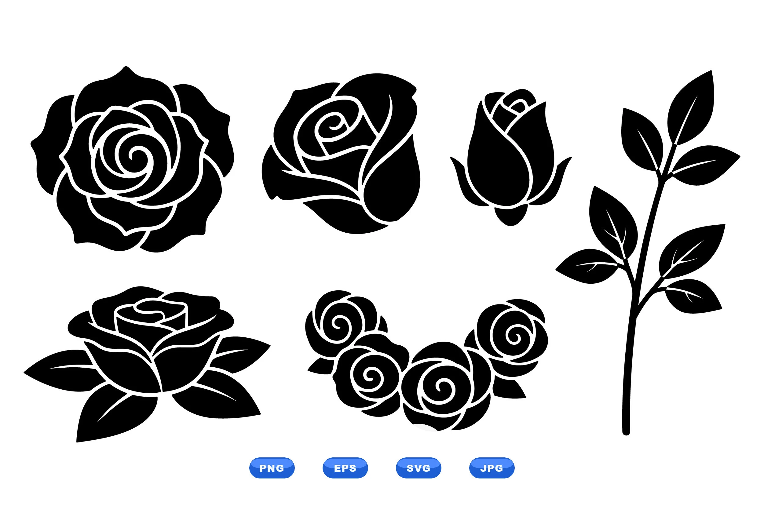 Elegant Rose SVG Clipart Pack featuring rose flower and rose bud