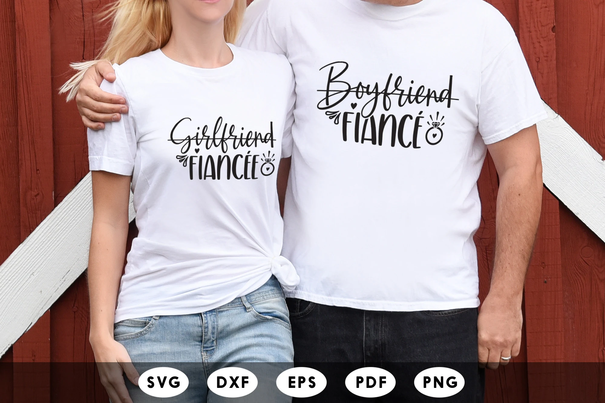 Engagement & Bachelorette SVG preview showing SVG design with silhouette