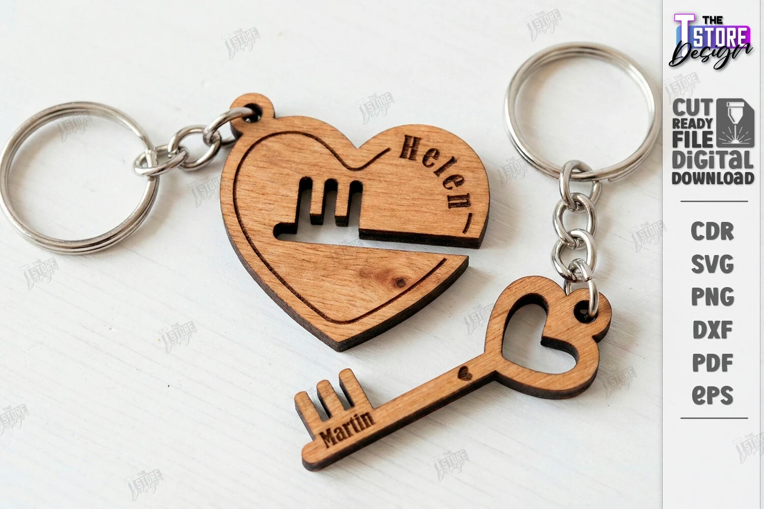 Family Name Keychains Laser Cut Kit |CNC preview showing laser-cut design with repeat-based layout