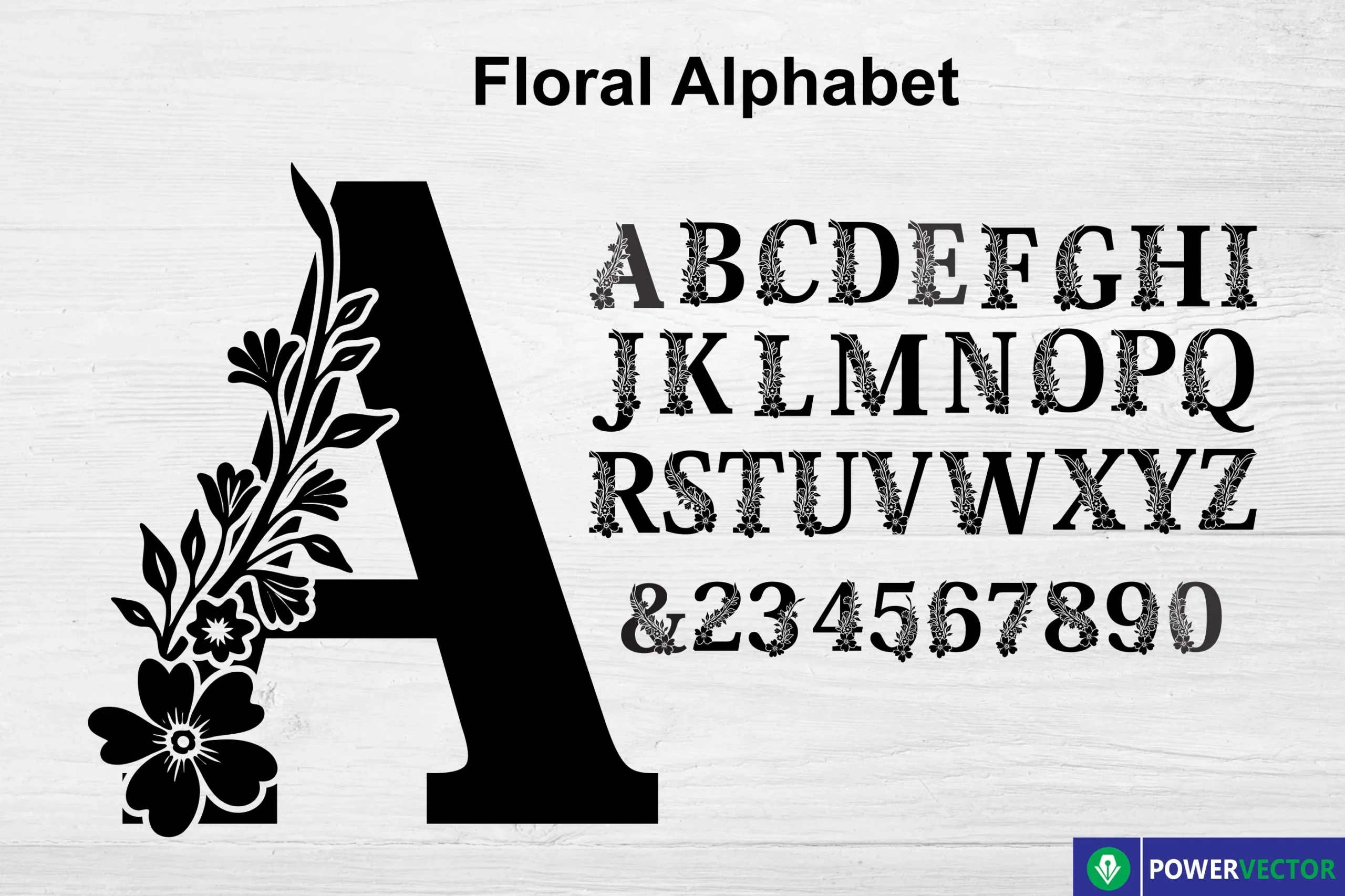 Floral Alphabet, Wedding Monogram SVG featuring Floral alphabet and Floral numbers