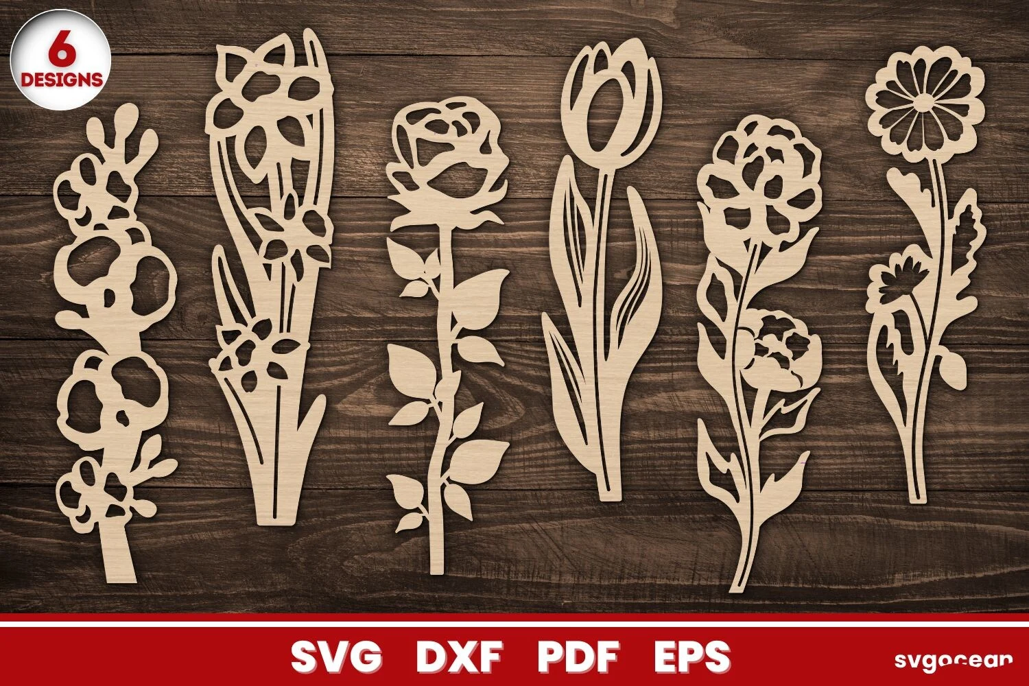 Floral Bookmarks SVG Bundle featuring cotton stems and daffodils