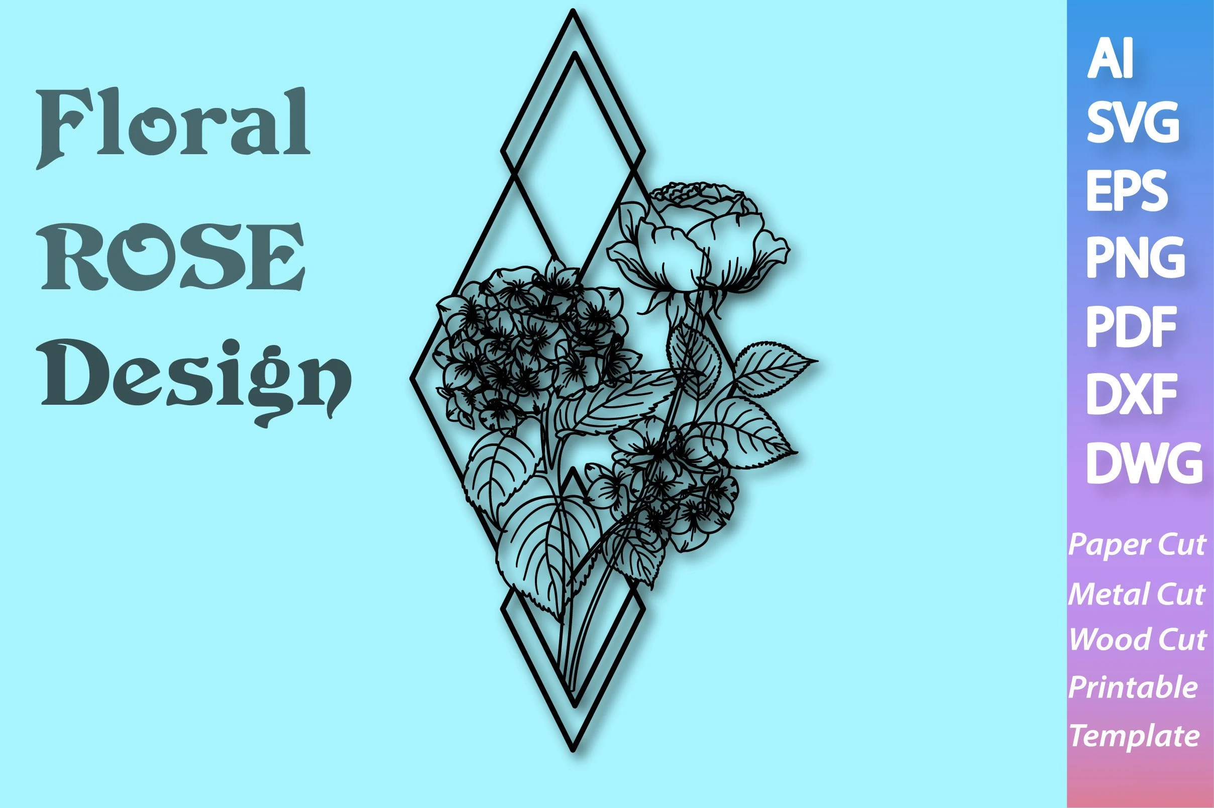 Floral Rose SVG Template SVG design preview