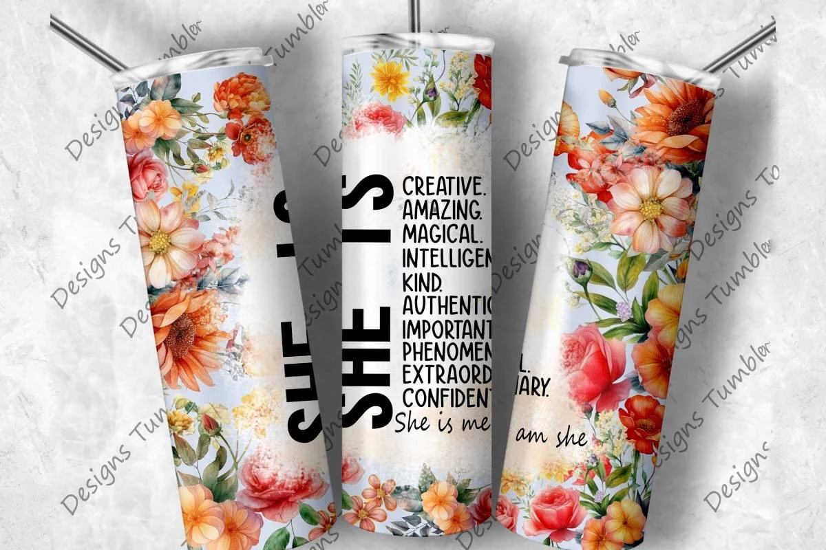 Floral Tumbler Wrap Flowers Sublimation featuring flowers and foliage