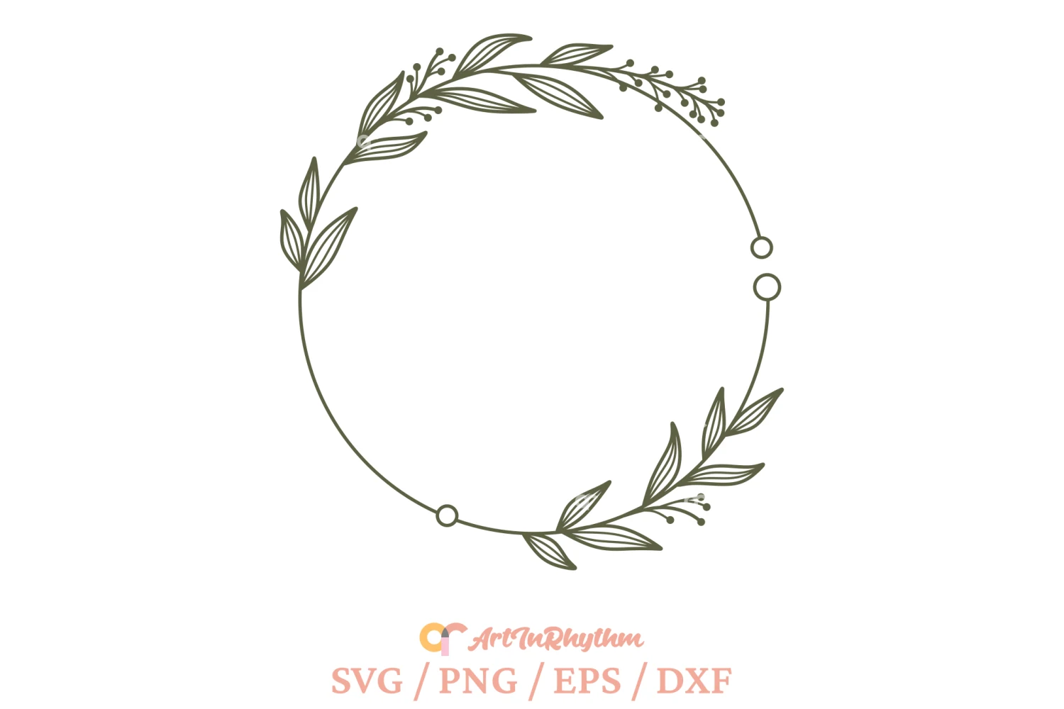 Floral Wreath Svg, Circle Frame Svg SVG design preview