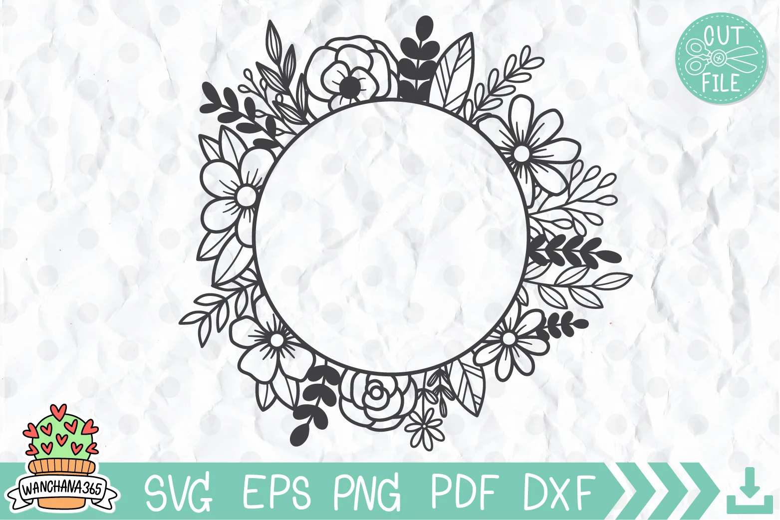 Floral Wreath Svg, Flower Wreath Svg featuring flower wreath and leaves