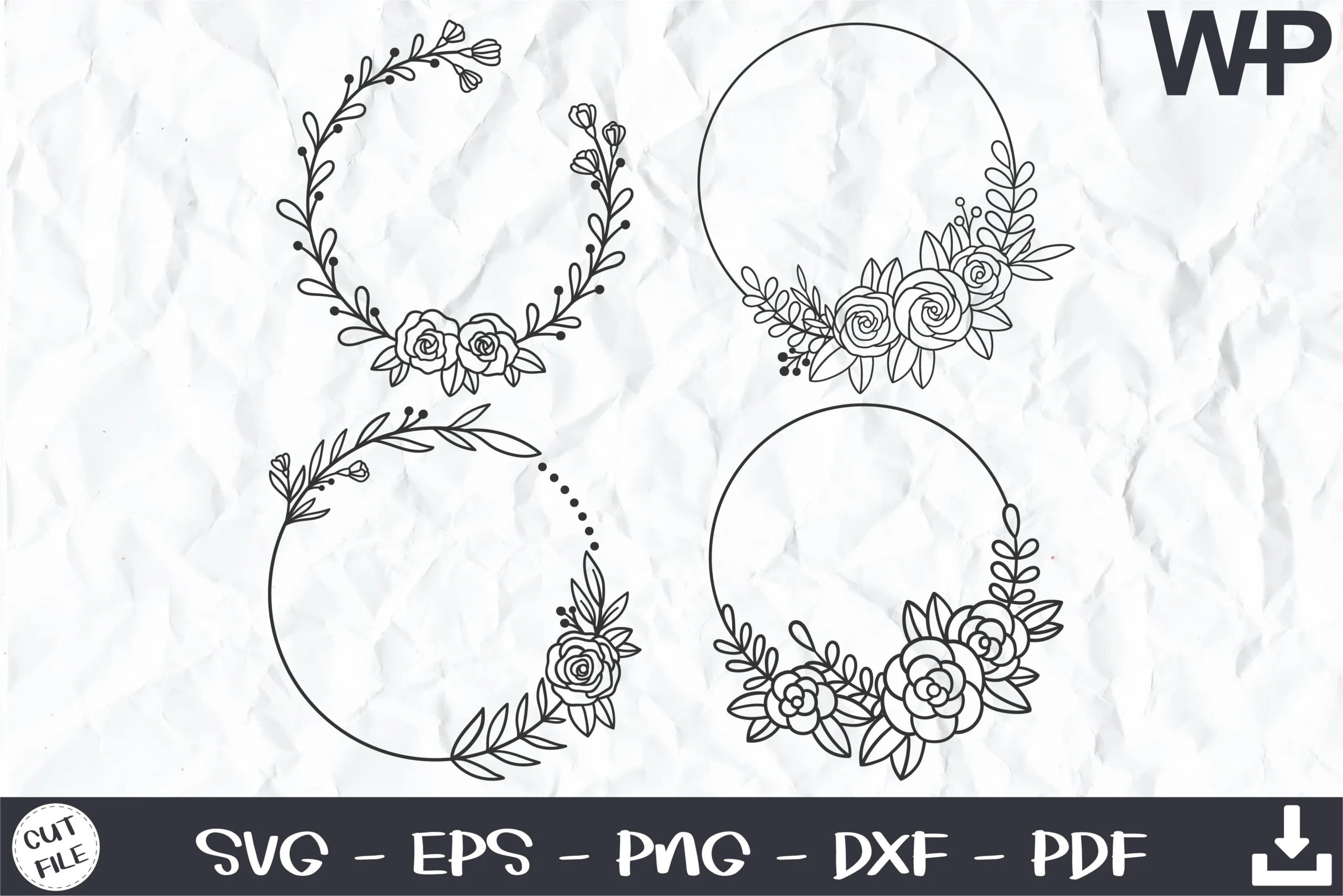 Floral Wreath SVG, Roses, Floral Frame featuring floral wreaths and roses
