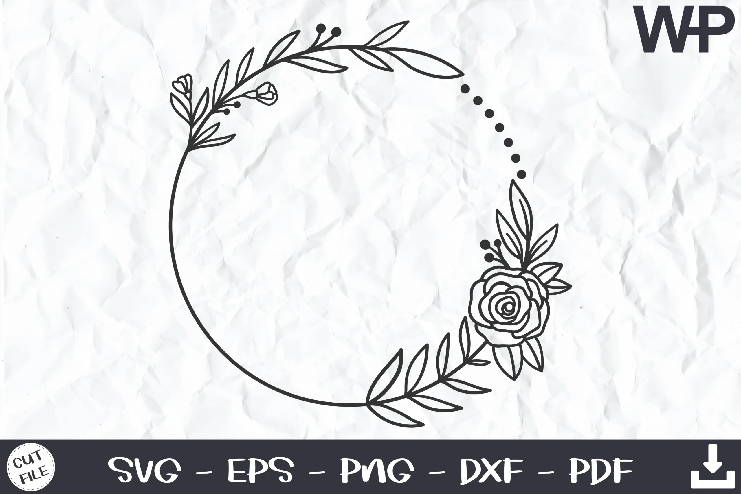 Floral Wreath SVG, Roses, Floral Frame SVG design preview