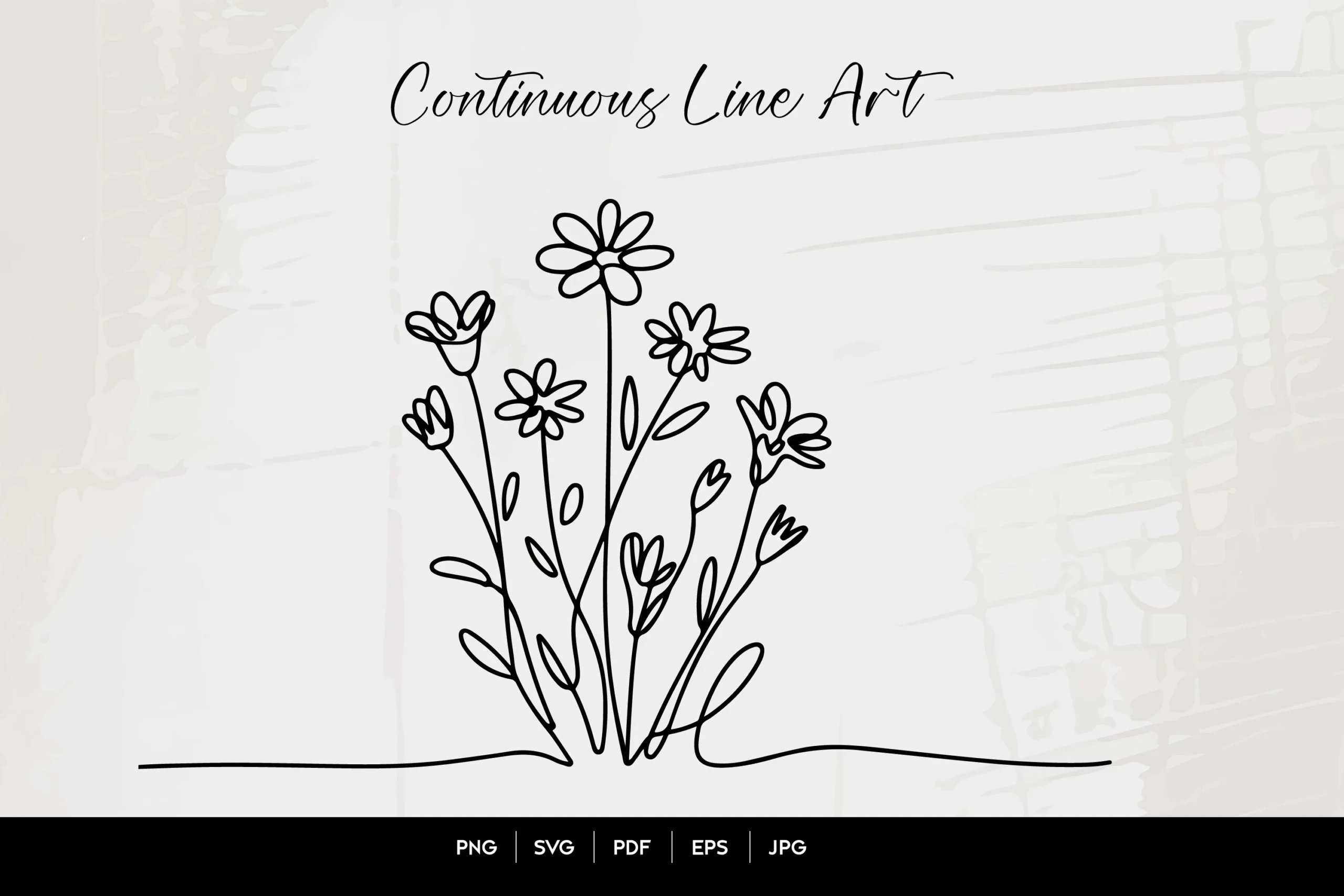 Flower Line Art featuring wildflowers and floral bouquet