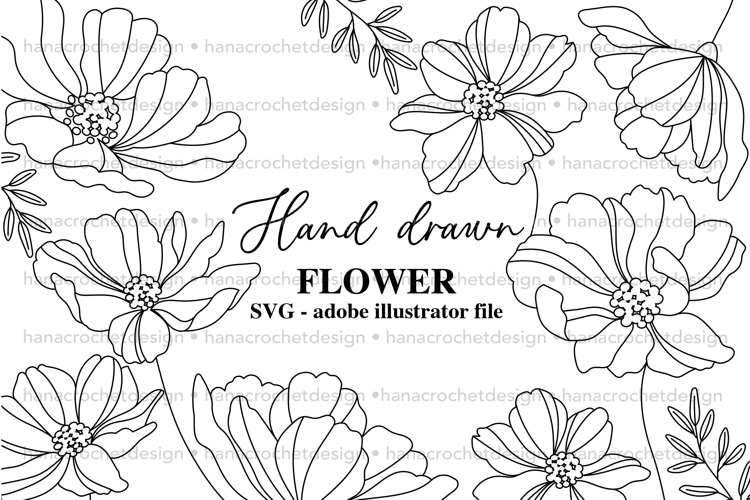 Flower Outline Design SVG design preview