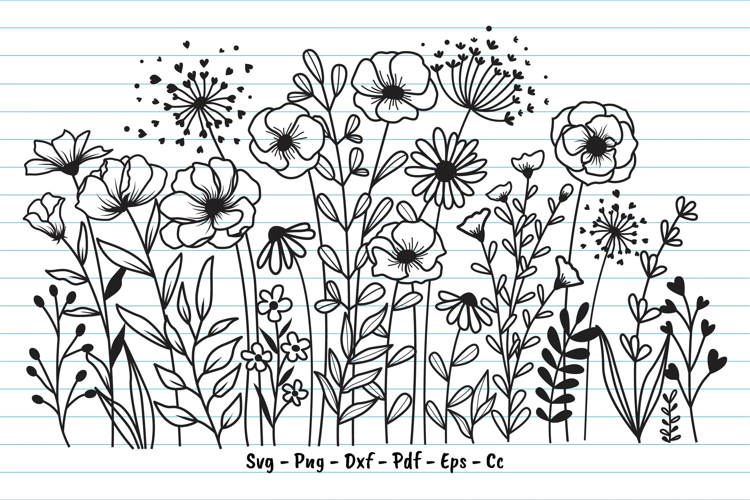 Flower Svg Blooming Wildflower Svg featuring wildflowers and botanicals