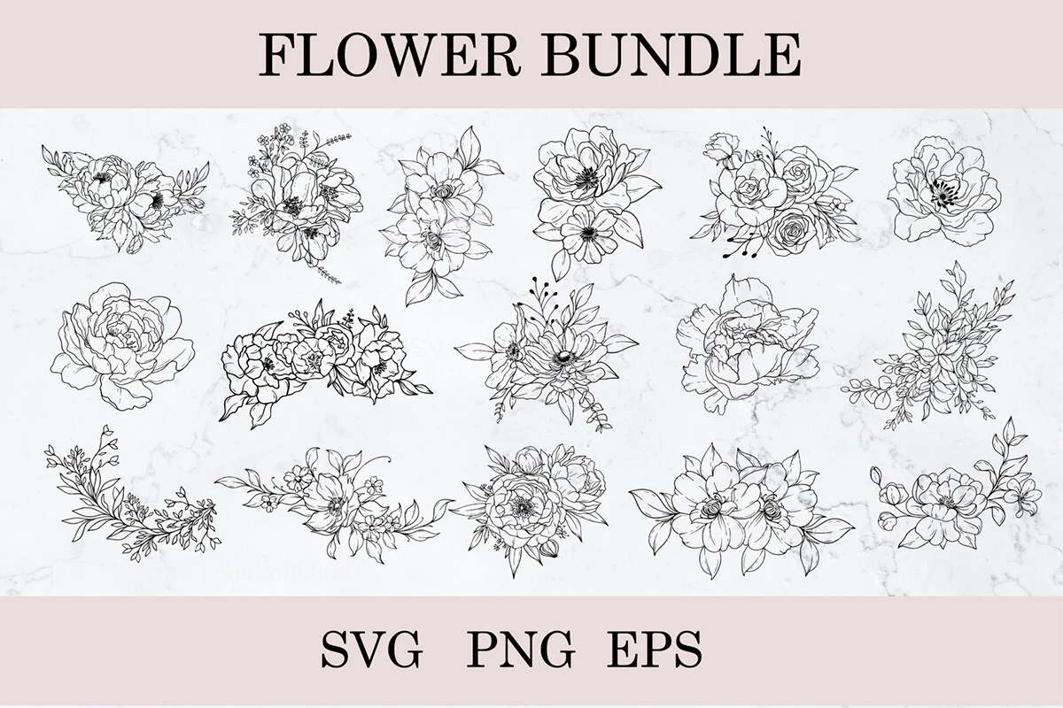 Flower Svg Bundle, Floral Svg,Minimalist featuring flowers and floral arrangements