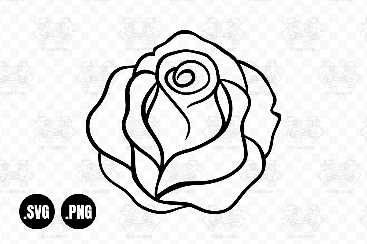 Flower SVG, Rose SVG, Floral Clipart featuring rose and line art