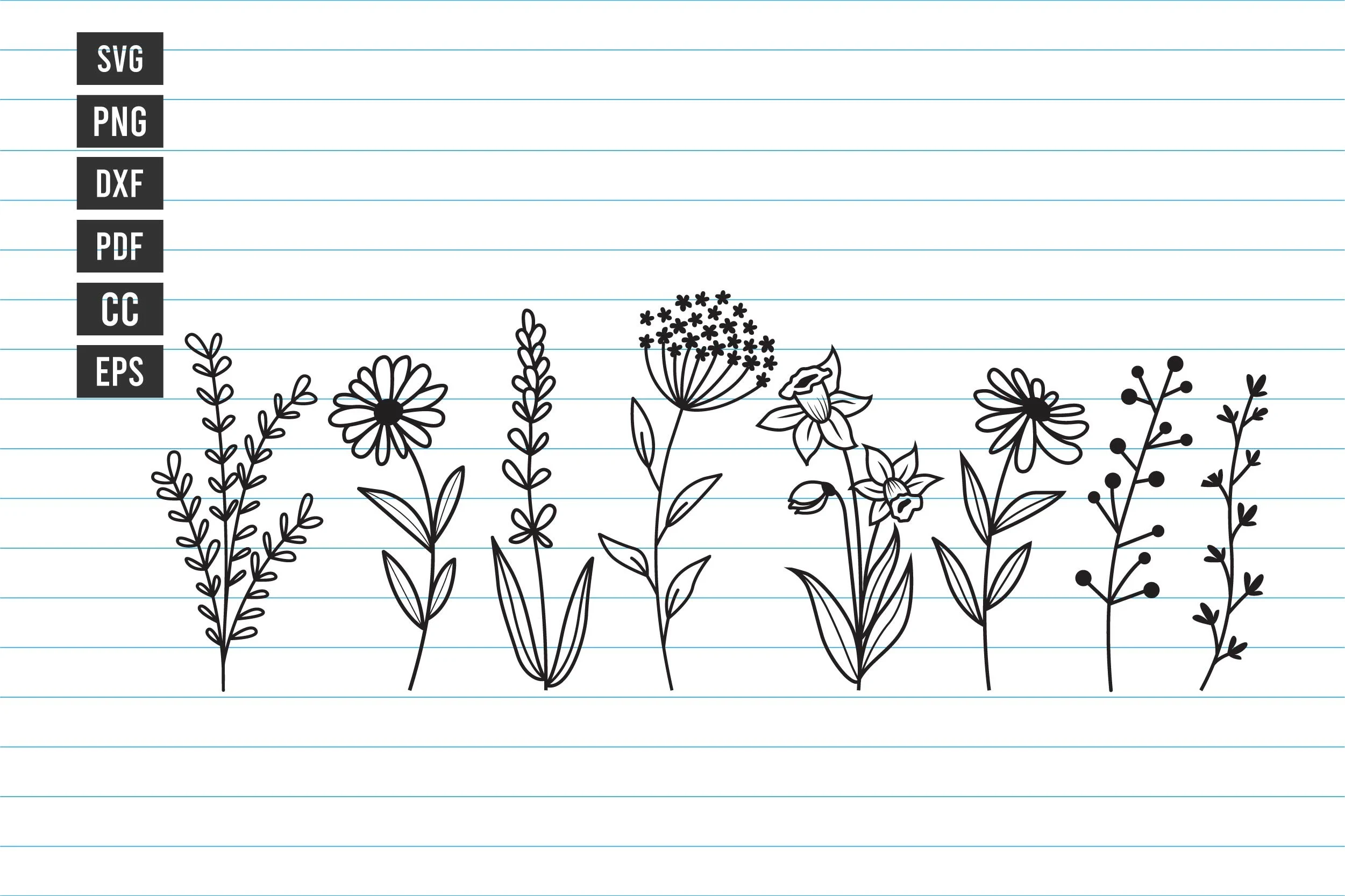 Flowers Svg Wildflower Svg Cut Files featuring wildflowers and botanicals