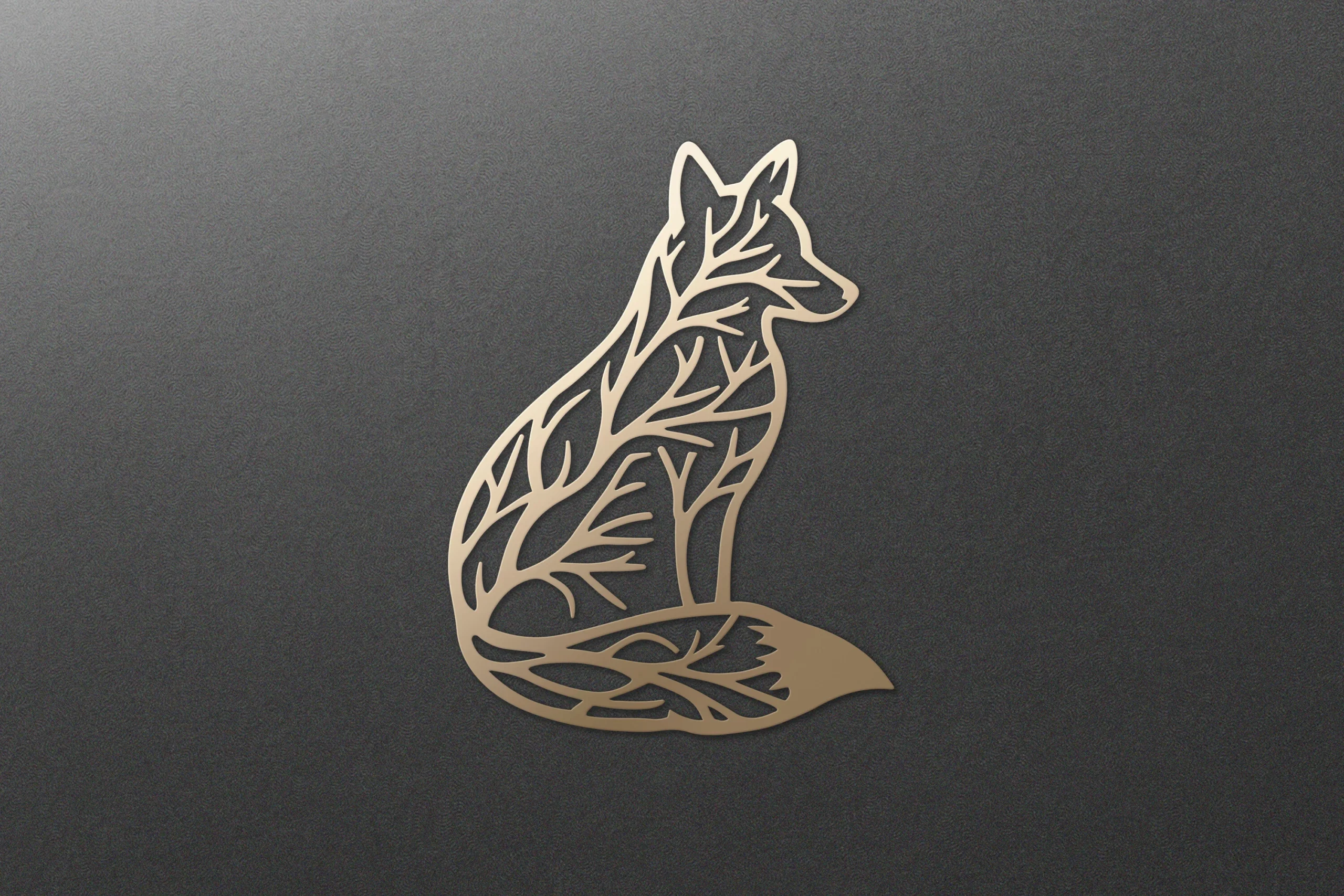 Fox Forest Tree SVG Laser Cut Wall Art featuring fox and silhouette