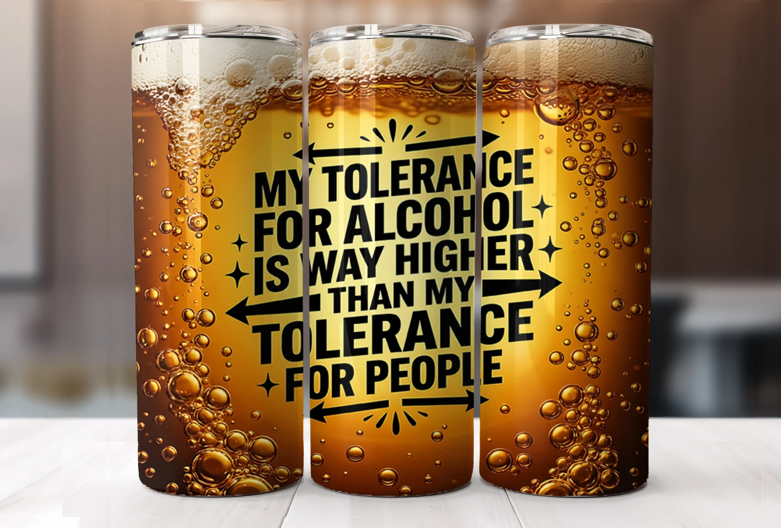 Funny Alcohol Quote 20 Oz Tumbler Wrap featuring beer and bubbles