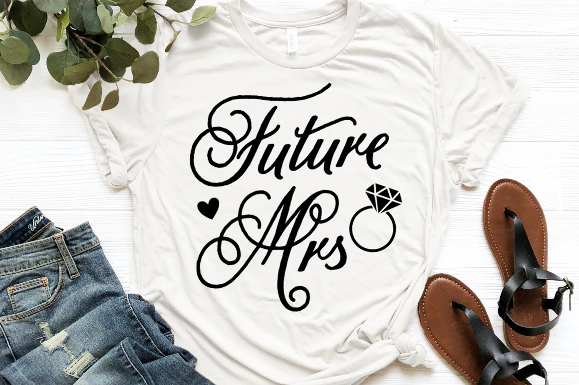 Future Mrs with Diamond Ring Svg preview showing SVG design with silhouette