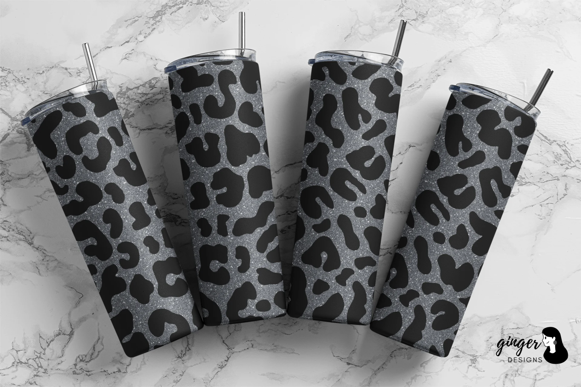 Glitter Leopard 20 Oz Skinny Tumbler featuring tumblers and leopard print pattern