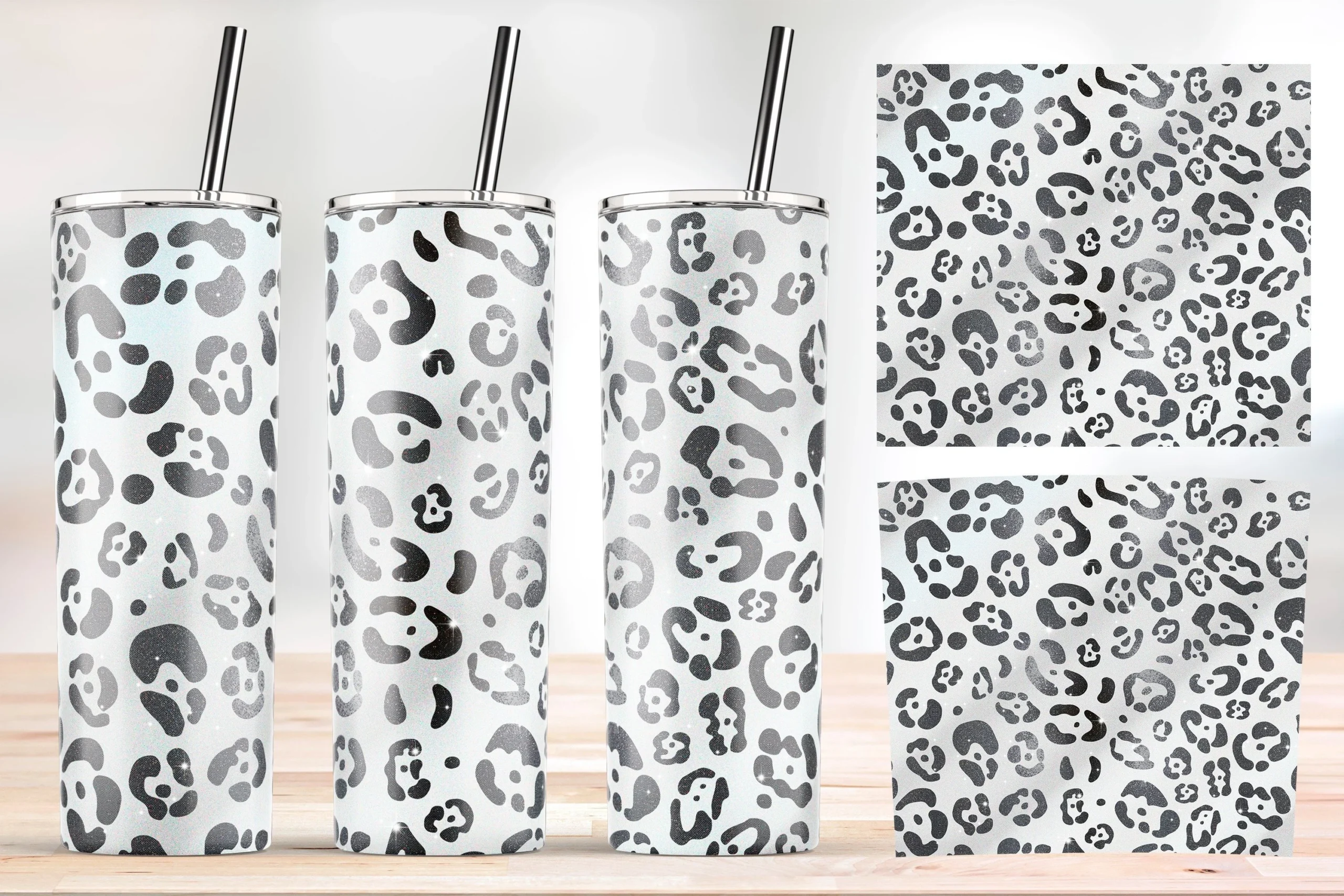 Glitter Leopard Tumbler Design. featuring leopard print and animal spots