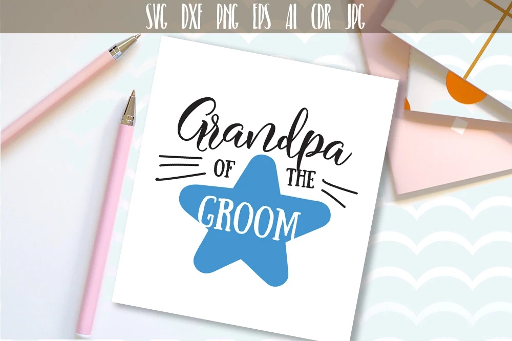 Grandpa of the Groom SVG featuring star shape and lettering