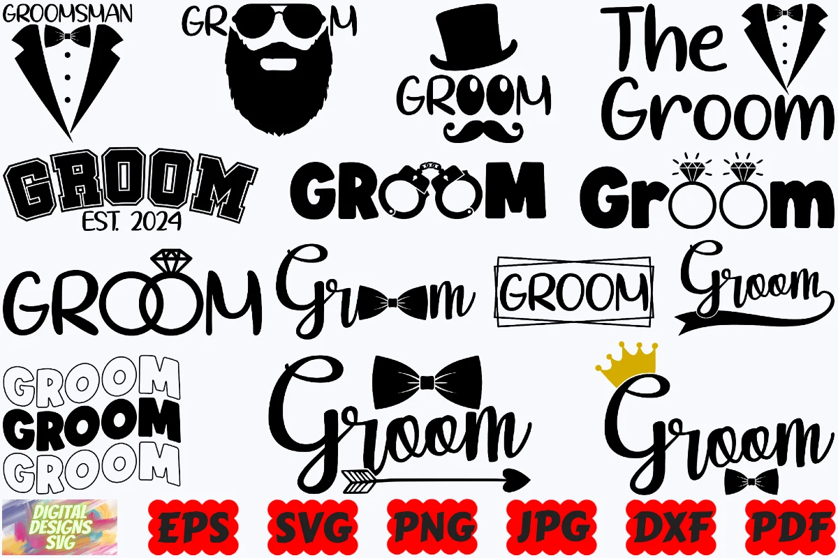 Groom SVG | Hubby SVG | Groomsman SVG preview showing SVG design with silhouette