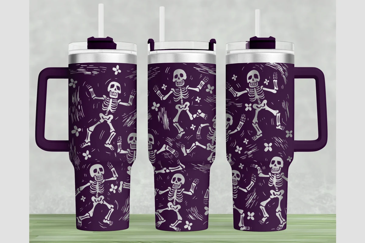 Halloween 40oz Laser Tumbler Wrap SVG preview showing Halloween motifs with composition