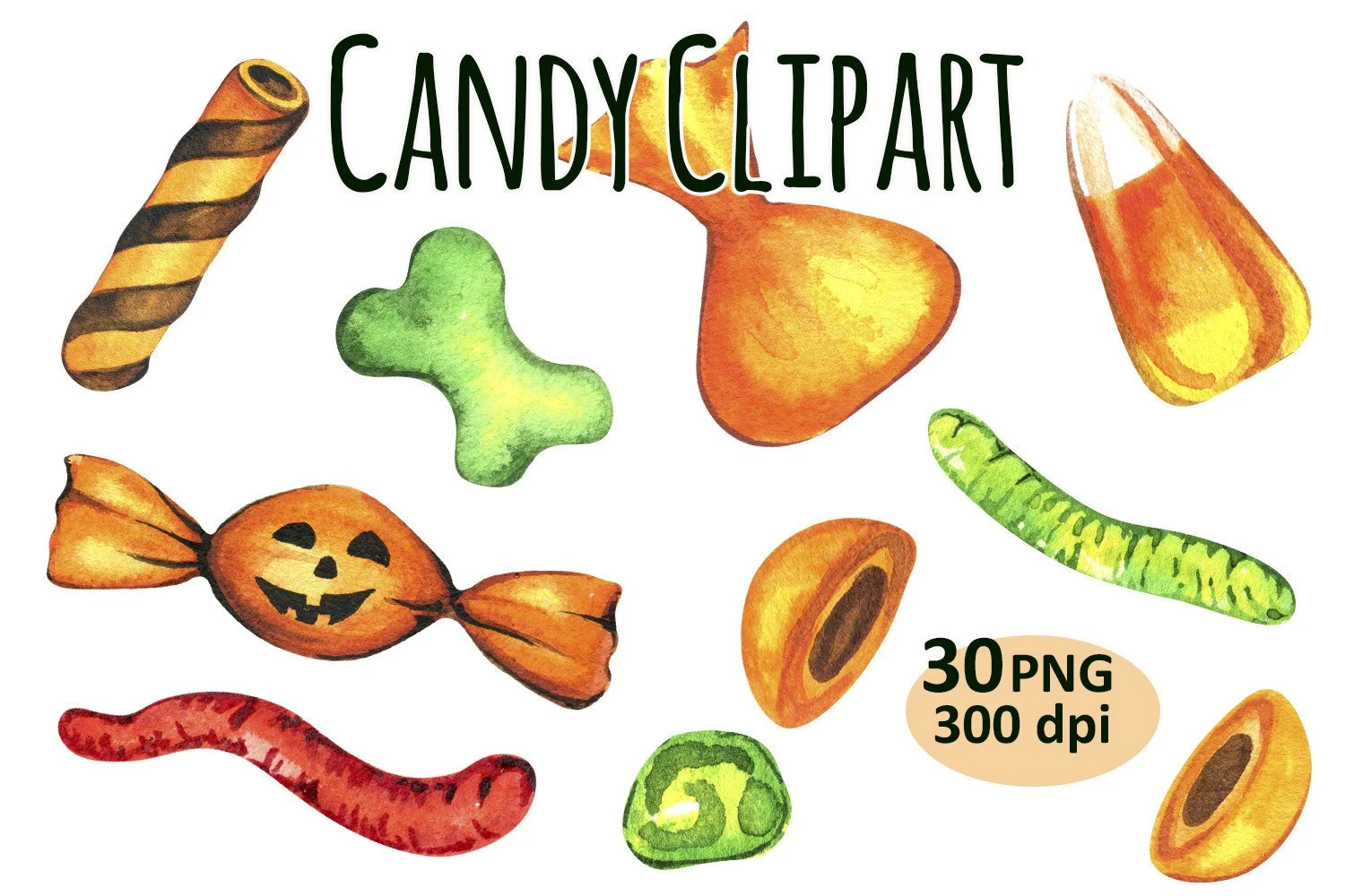Halloween Candy Clipart, PNG Sublimation featuring candy and Halloween candy