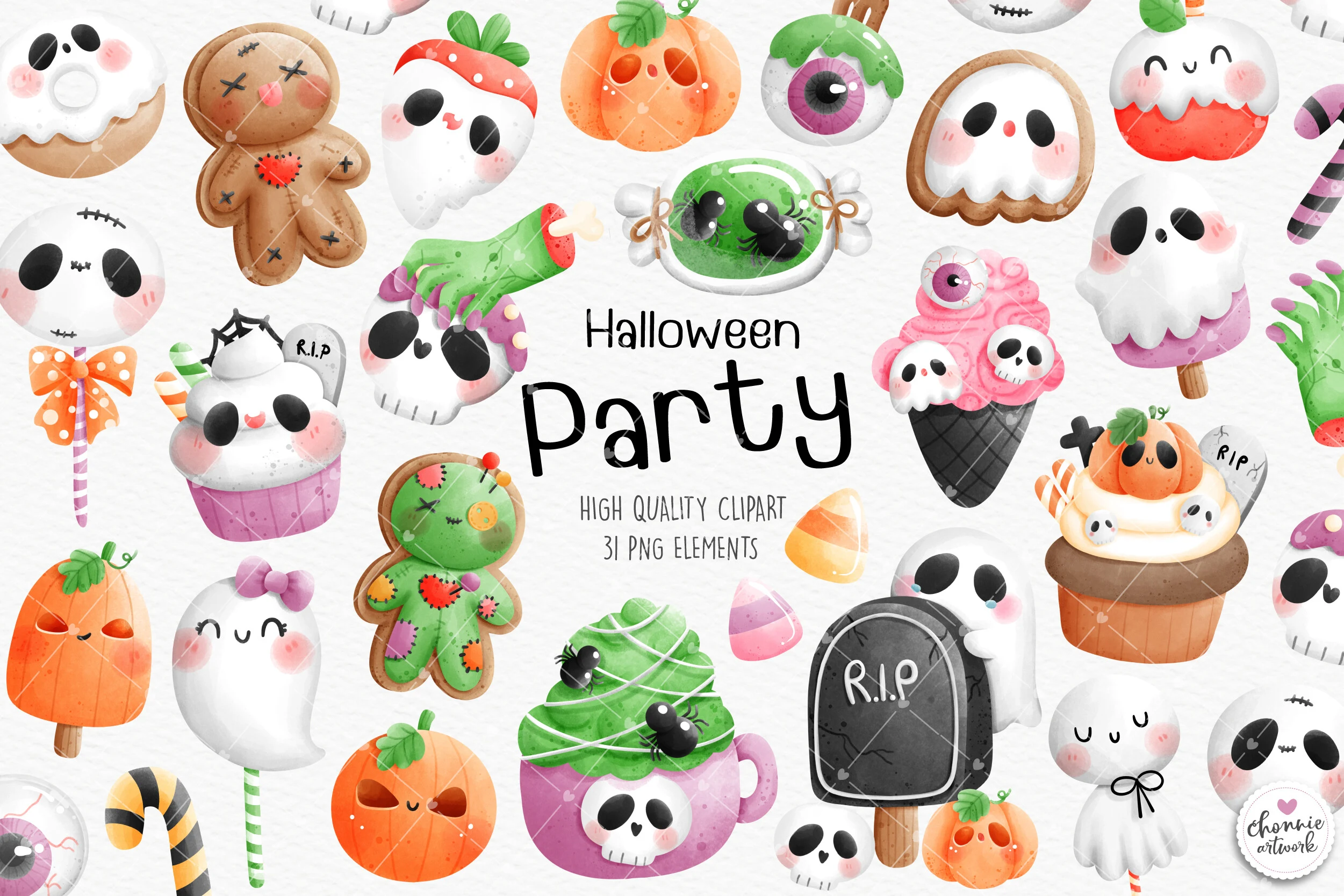 Halloween Clipart, Halloween Candies featuring ghosts and pumpkins