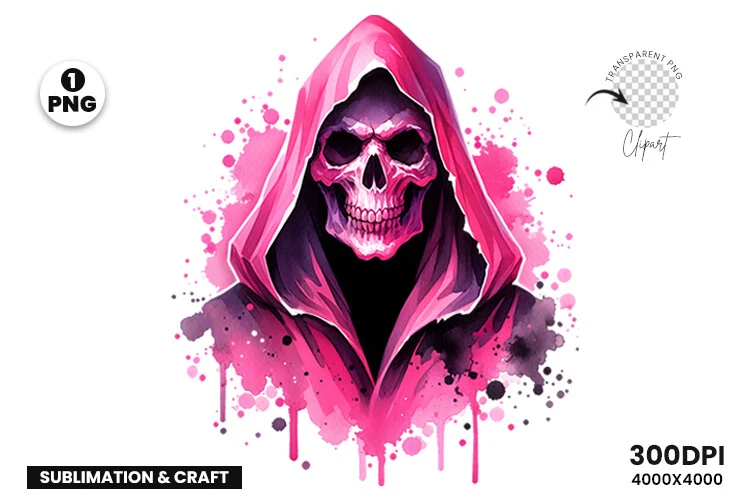 Halloween Pink Ghost Skull Clipart PNG clipart design preview
