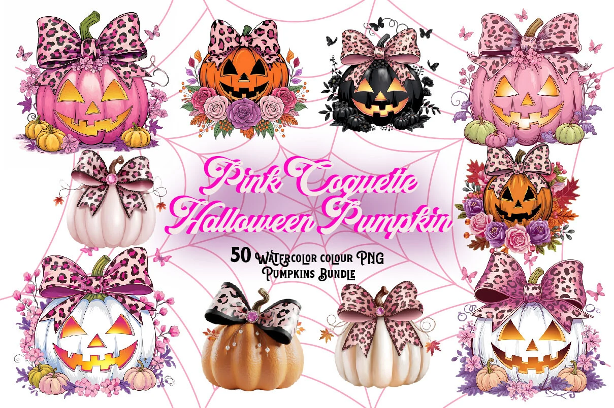 Halloween Pumpkin Clipart Bundle PNG featuring pumpkins and jack-o'-lanterns