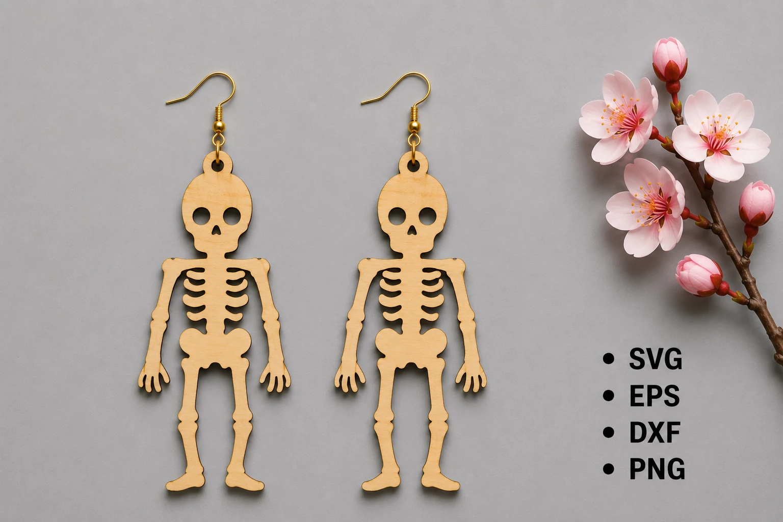 Halloween Skeleton Laser Cut Earrings laser-cut design preview