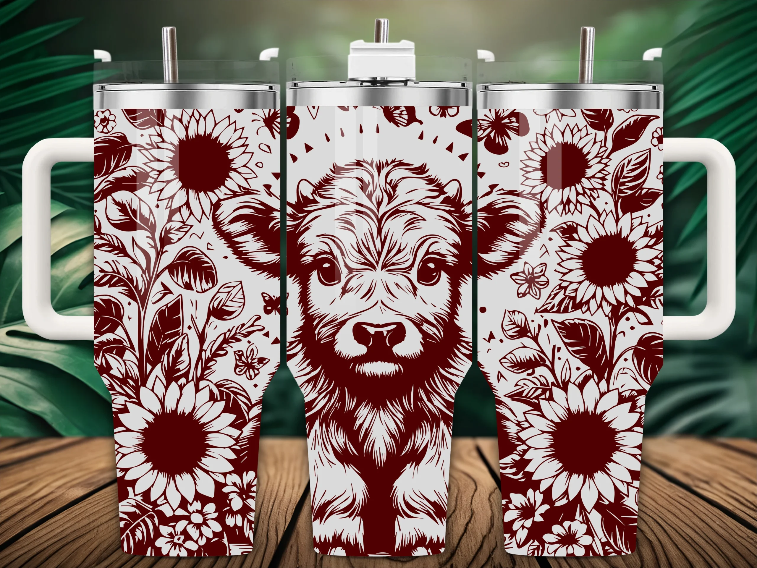 Highland Cow Laser Engraving Tumbler sublimation design preview