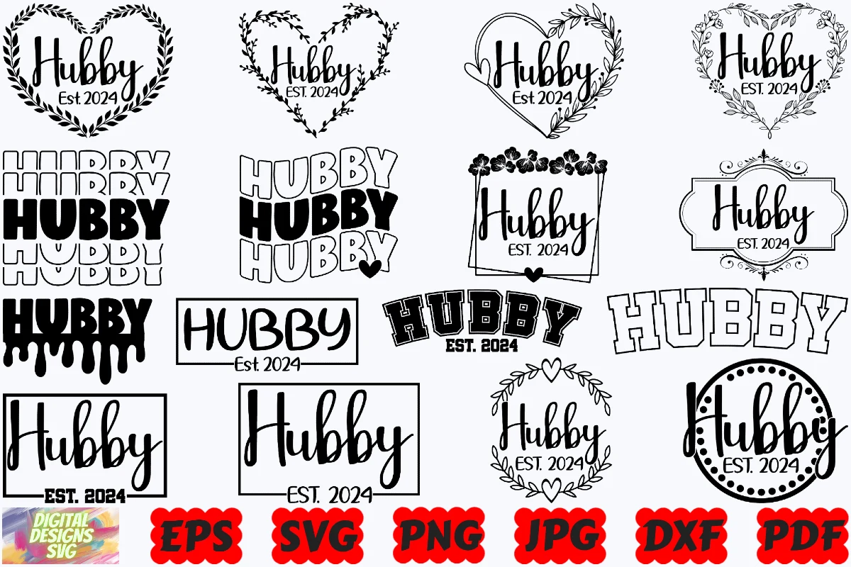 Hubby SVG | Groom SVG | Husband SVG |PNG featuring text graphics and wreaths
