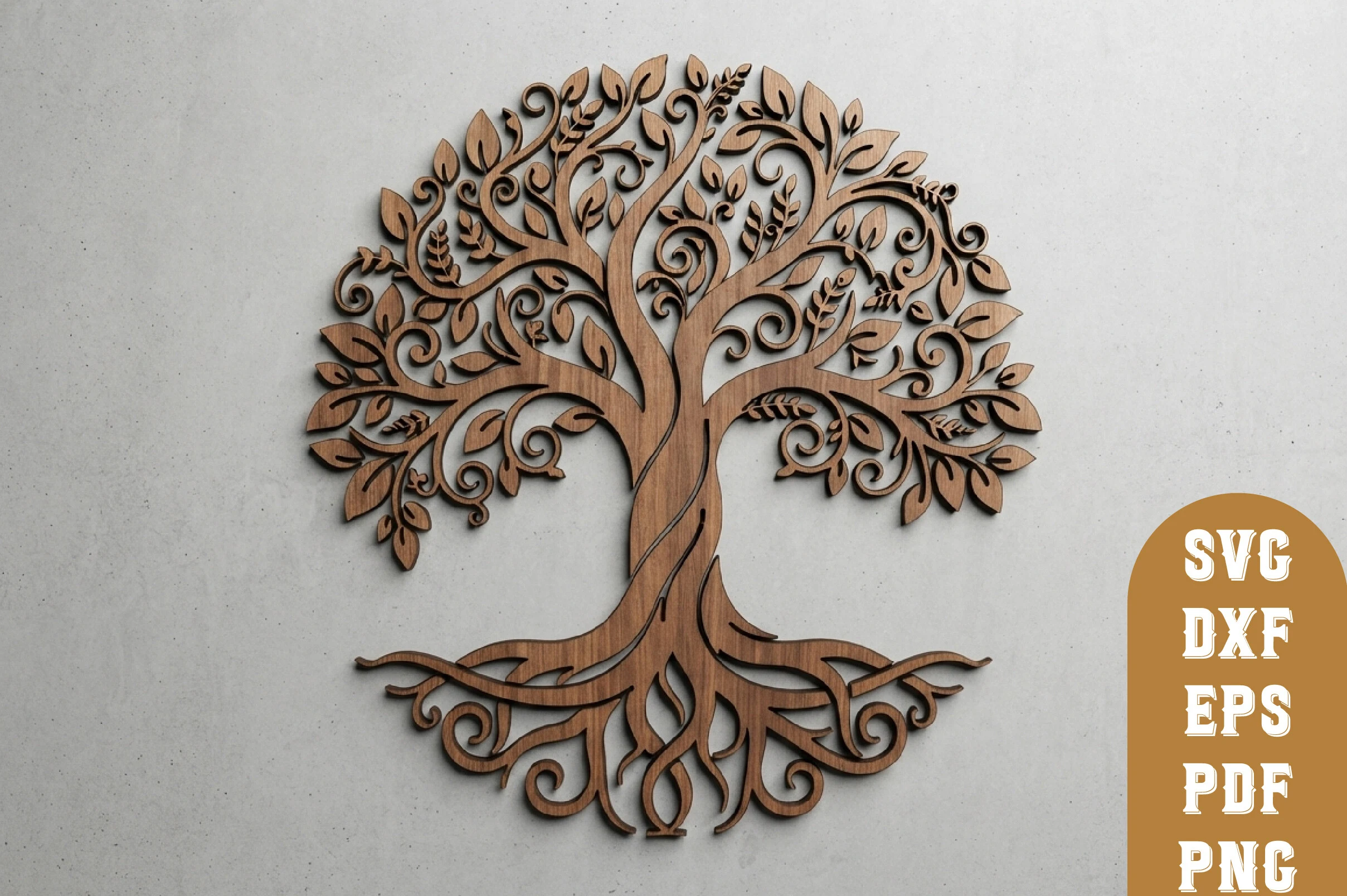 Intricate Laser Cut Tree Wall Art featuring Tree of Life and Roots